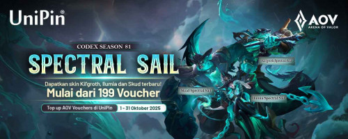 AOV Codex Season 81: Spectral Sail Hadir! Dapatkan Skin Kil’groth, Ilumia, dan Skud Mulai dari 199 Voucher di UniPin!